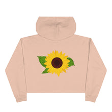 Load image into Gallery viewer, Pale pink Bloom Hoodie back side with sunflower design.
