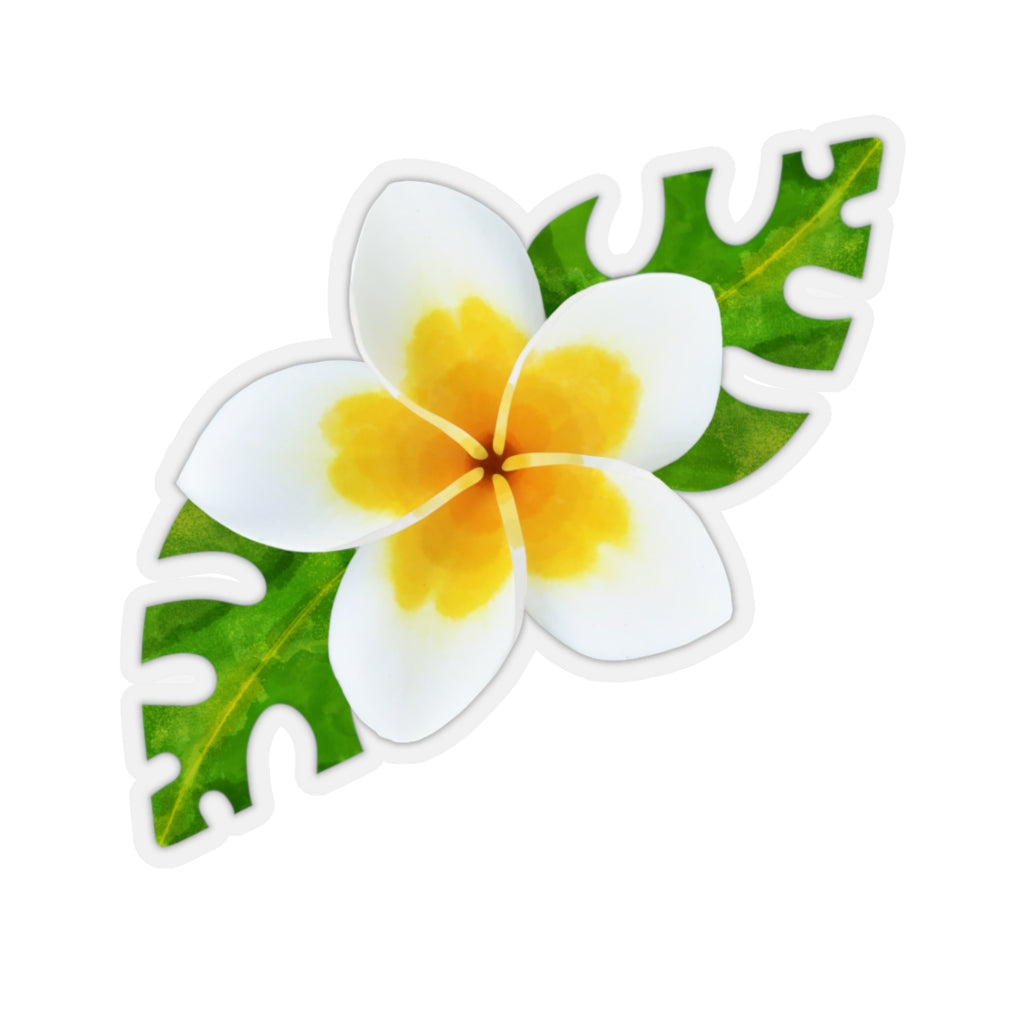 White Frangipani Kiss-Cut Sticker