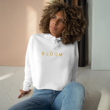 Load image into Gallery viewer, Lady wearing the white Bloom Crop Hoodie 
